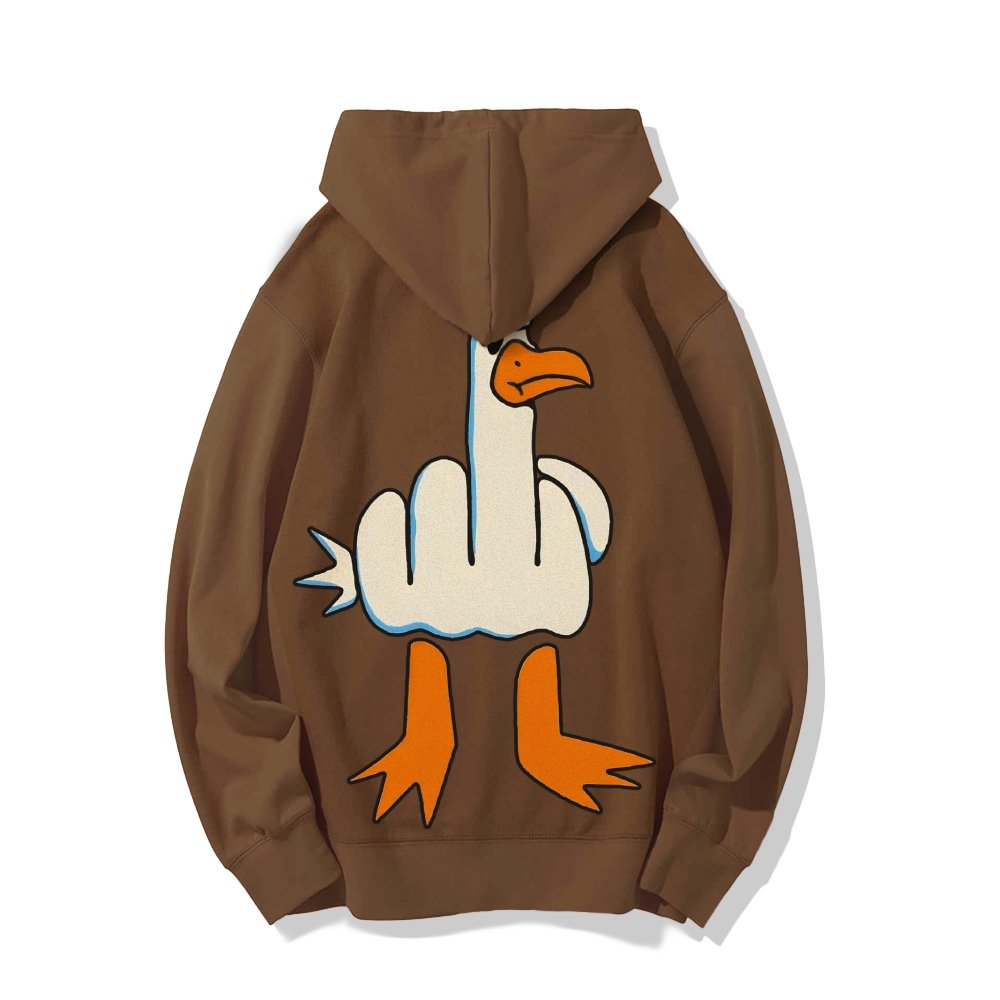 Rude Seagull Design Funny Printed Back Cotton Hoodie