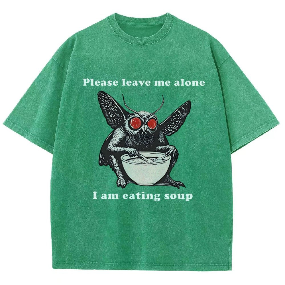 Mothman Eating Soup Please Leave Me Alone I Am Eating Soup Vintage Distressed T-shirt