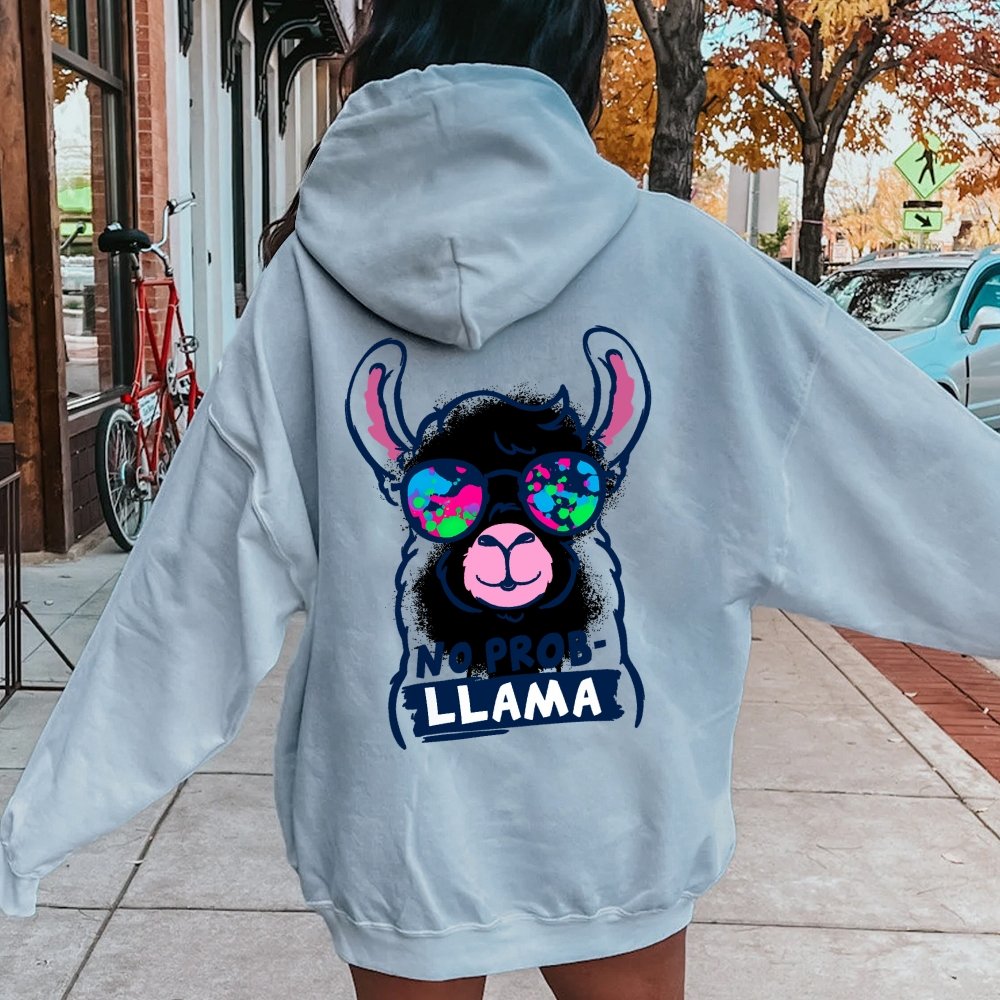 No probllama Printed Back Unisex Cotton Hoodie