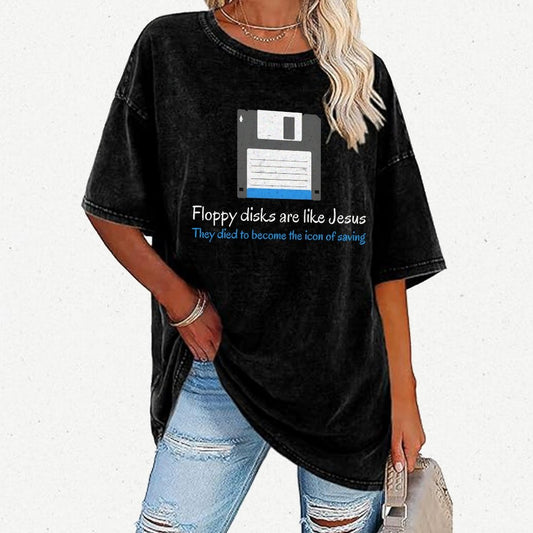 Floppy Disks Are Like Jesus Vintage Distressed T-shirt