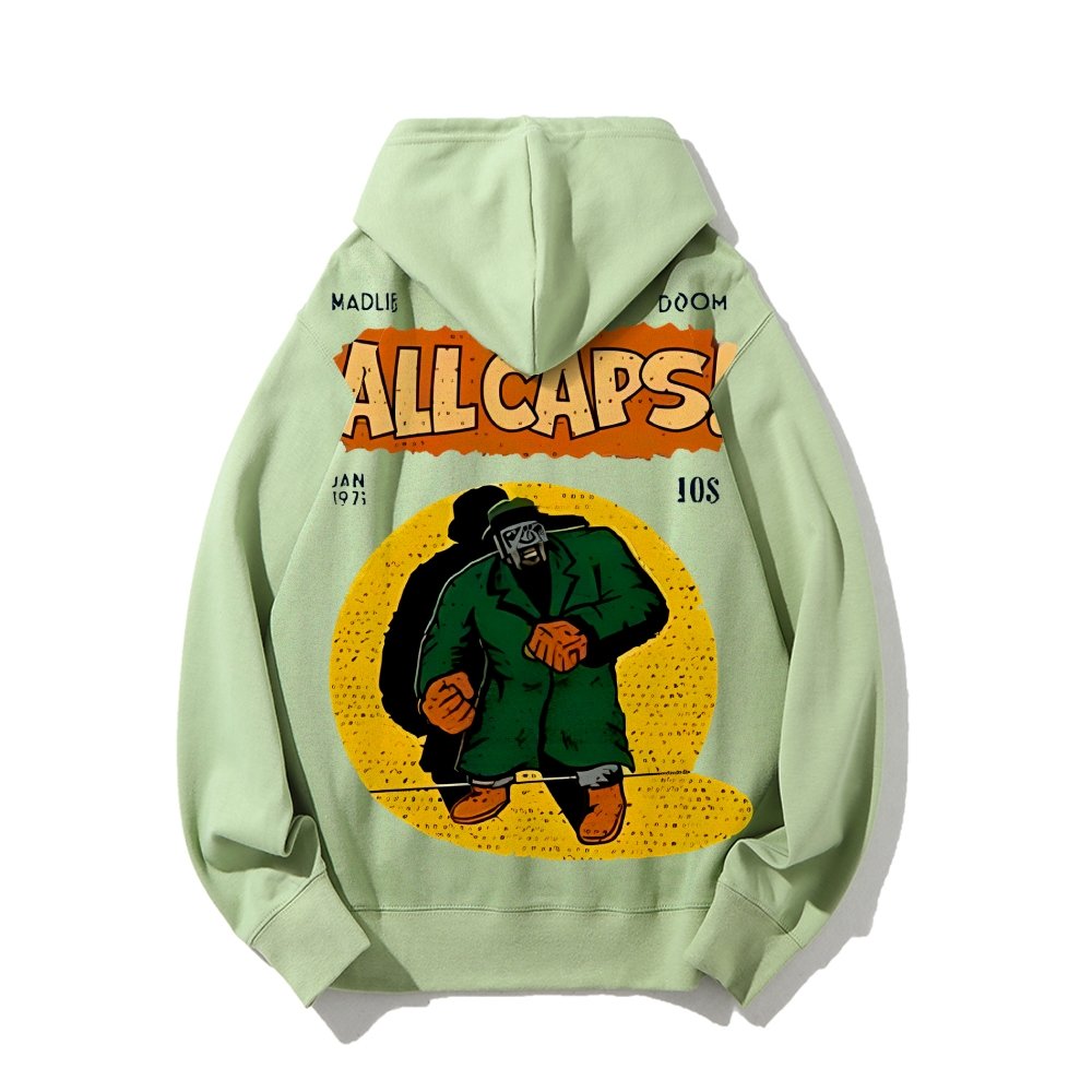 Vintage Hip-Hop Mf Graphic Printed Back Cotton Hoodie