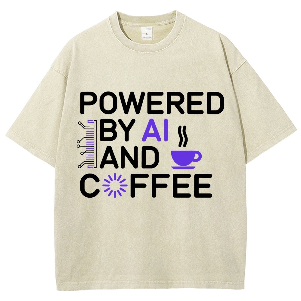 Powered By AI And Coffee Vintage Distressed T-shirt