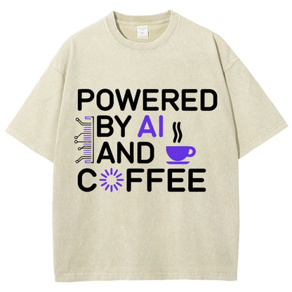 Powered By AI And Coffee Vintage Distressed T-shirt
