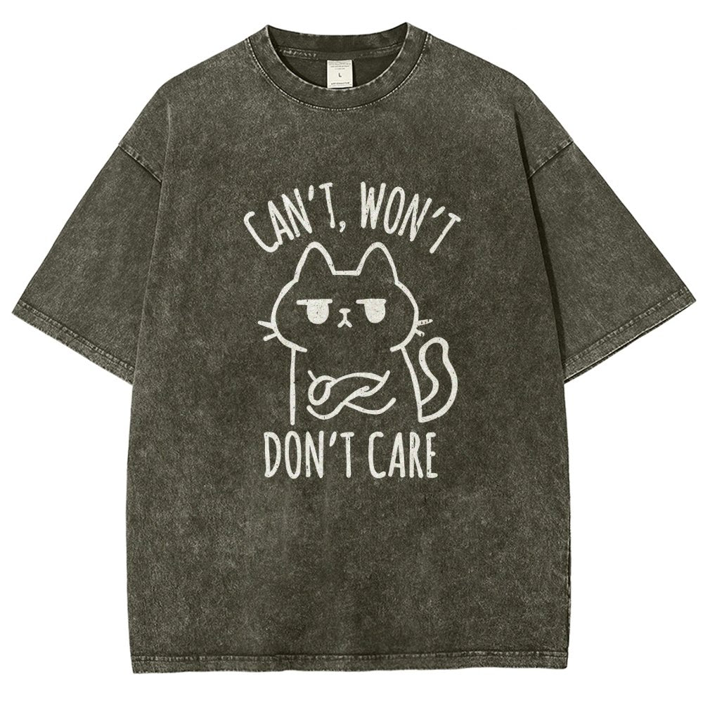 Can't Won't Don't Care Vintage Distressed T-shirt