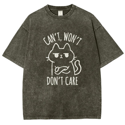 Can't Won't Don't Care Vintage Distressed T-shirt