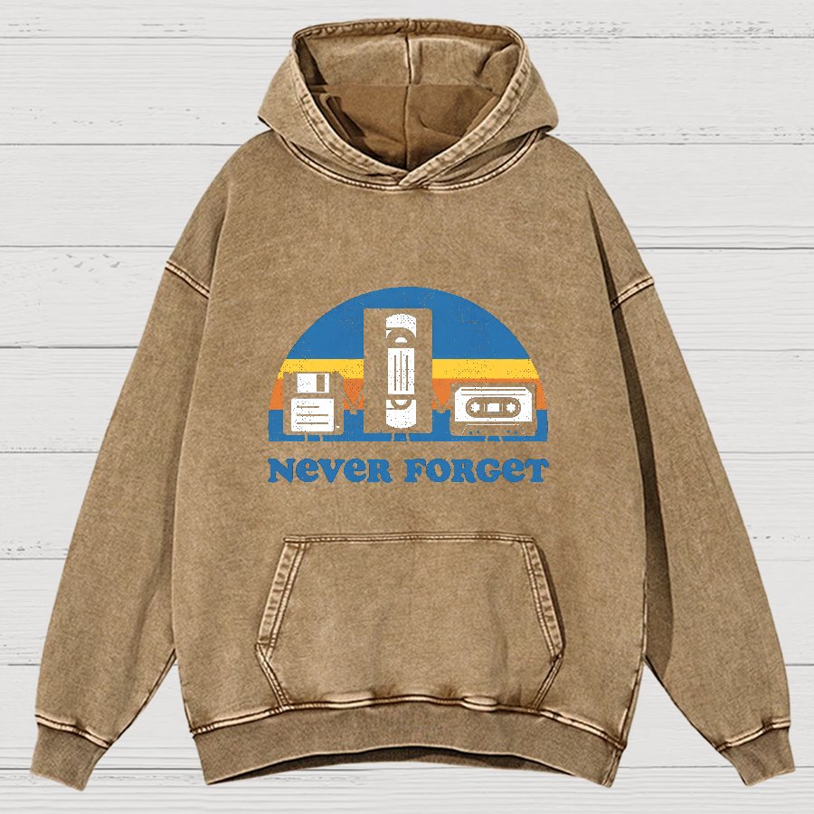 Never Forget Geeky Vintage Distressed Hoodie
