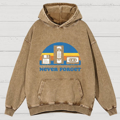 Never Forget Geeky Vintage Distressed Hoodie