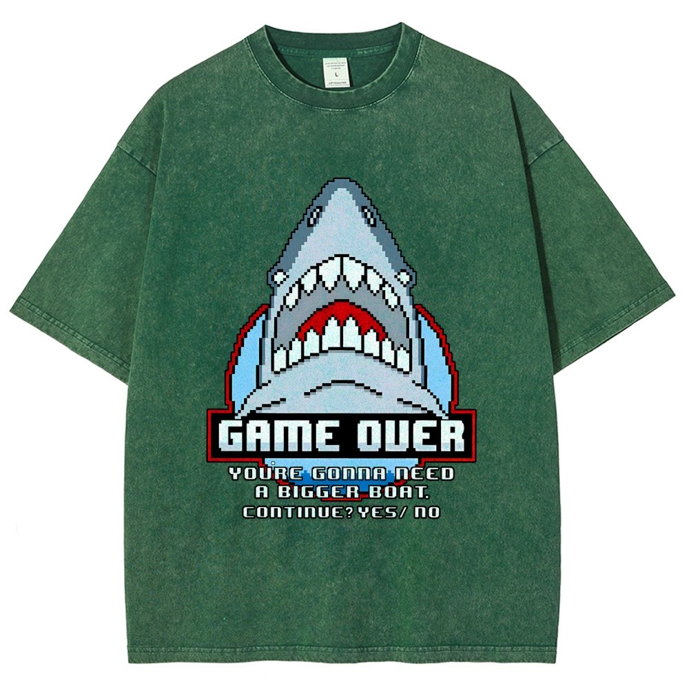 Game Over Shark Vintage Distressed T-shirt