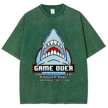 Game Over Shark Vintage Distressed T-shirt