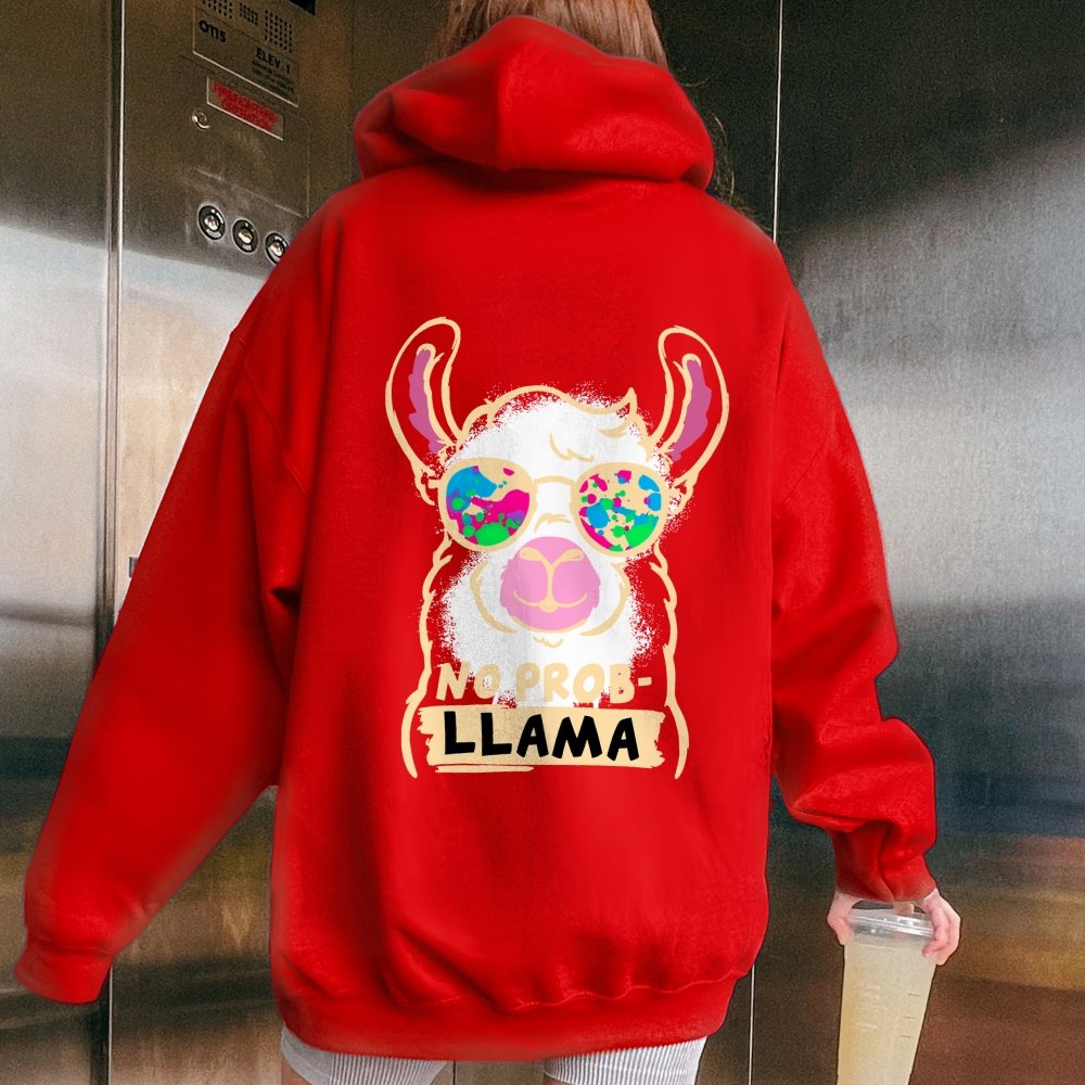 No probllama Printed Back Unisex Cotton Hoodie