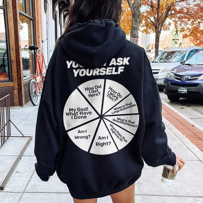 You May Ask Yourself Printed Back Cotton Hoodie