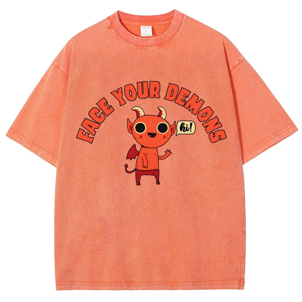 Face Your Demons Vintage Distressed T-shirt