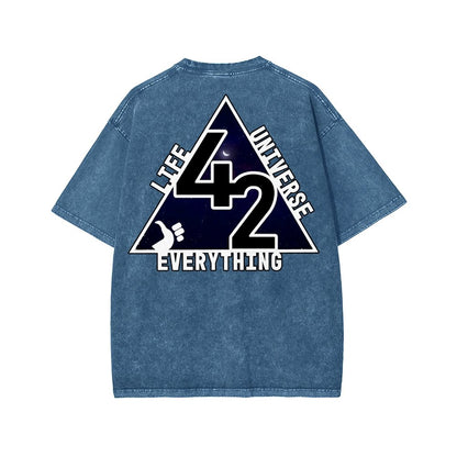 The Answer To The Ultimate Question Of Life The Universe And Everything Is 42. Washed T-shirt