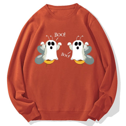 Ghost Bees Saying Boo Funny Halloween Geek Cotton Sweatshirt