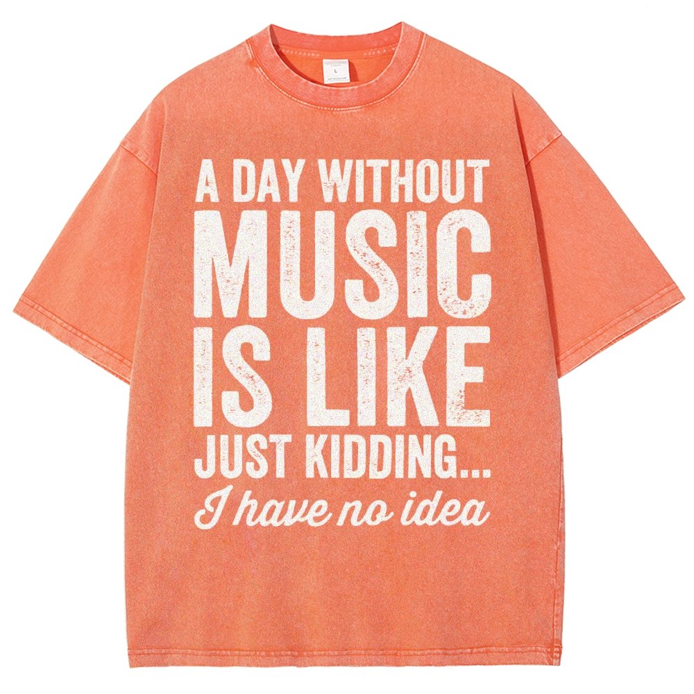 A Day Without Music Is Like Just Kidding Vintage Distressed T-shirt