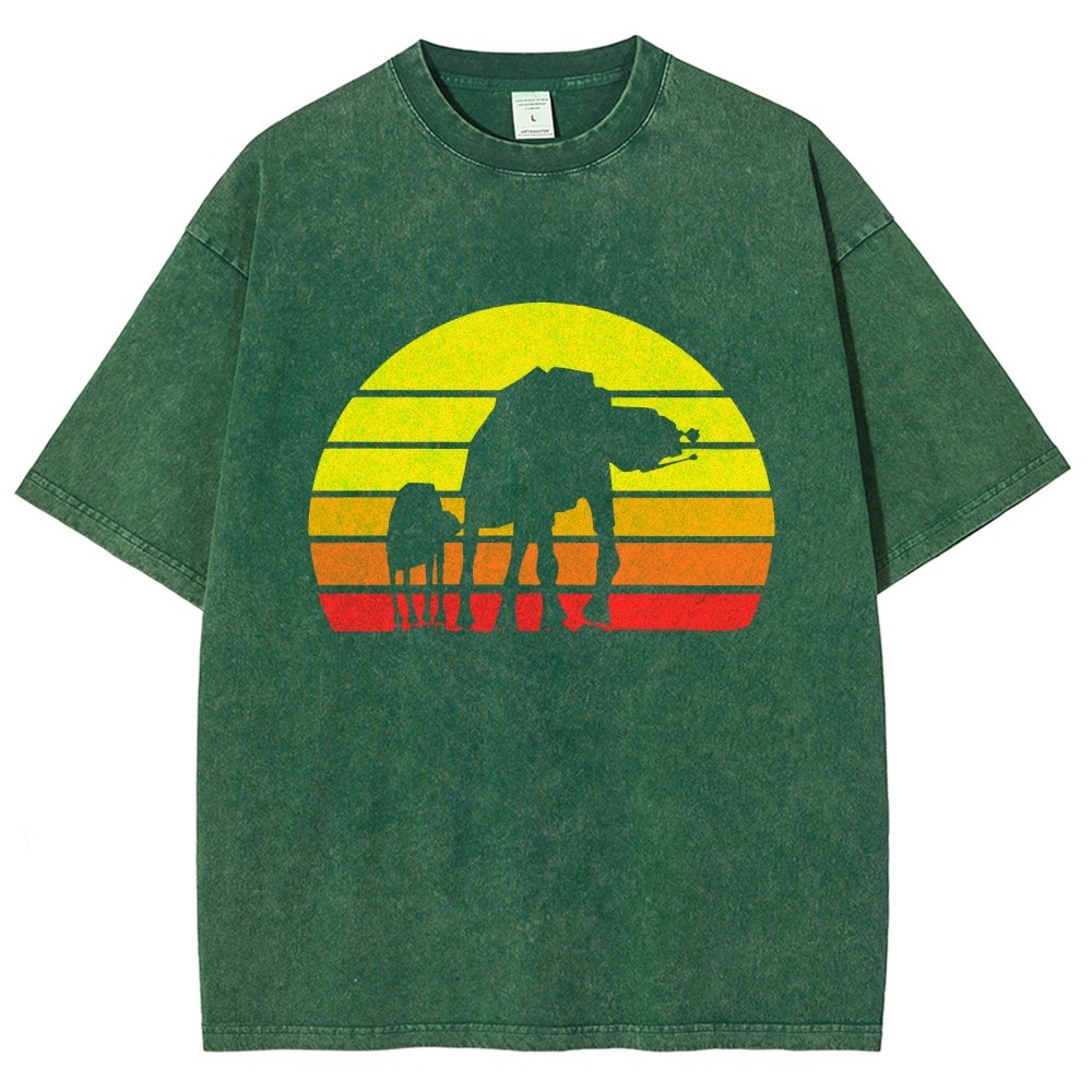 Sunset Stroll Mechanical Marvels Vintage Distressed T-shirt