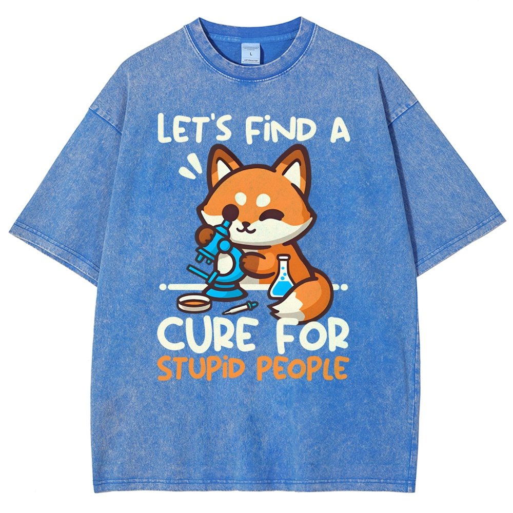 Fox Cure For Stupid People Vintage Distressed T-shirt