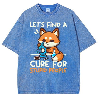 Fox Cure For Stupid People Vintage Distressed T-shirt
