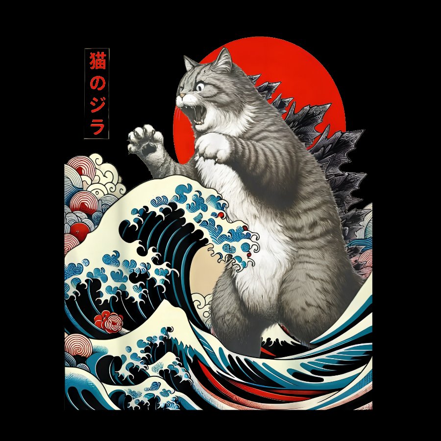 Catzilla Cat Japanese Art T-Shirt