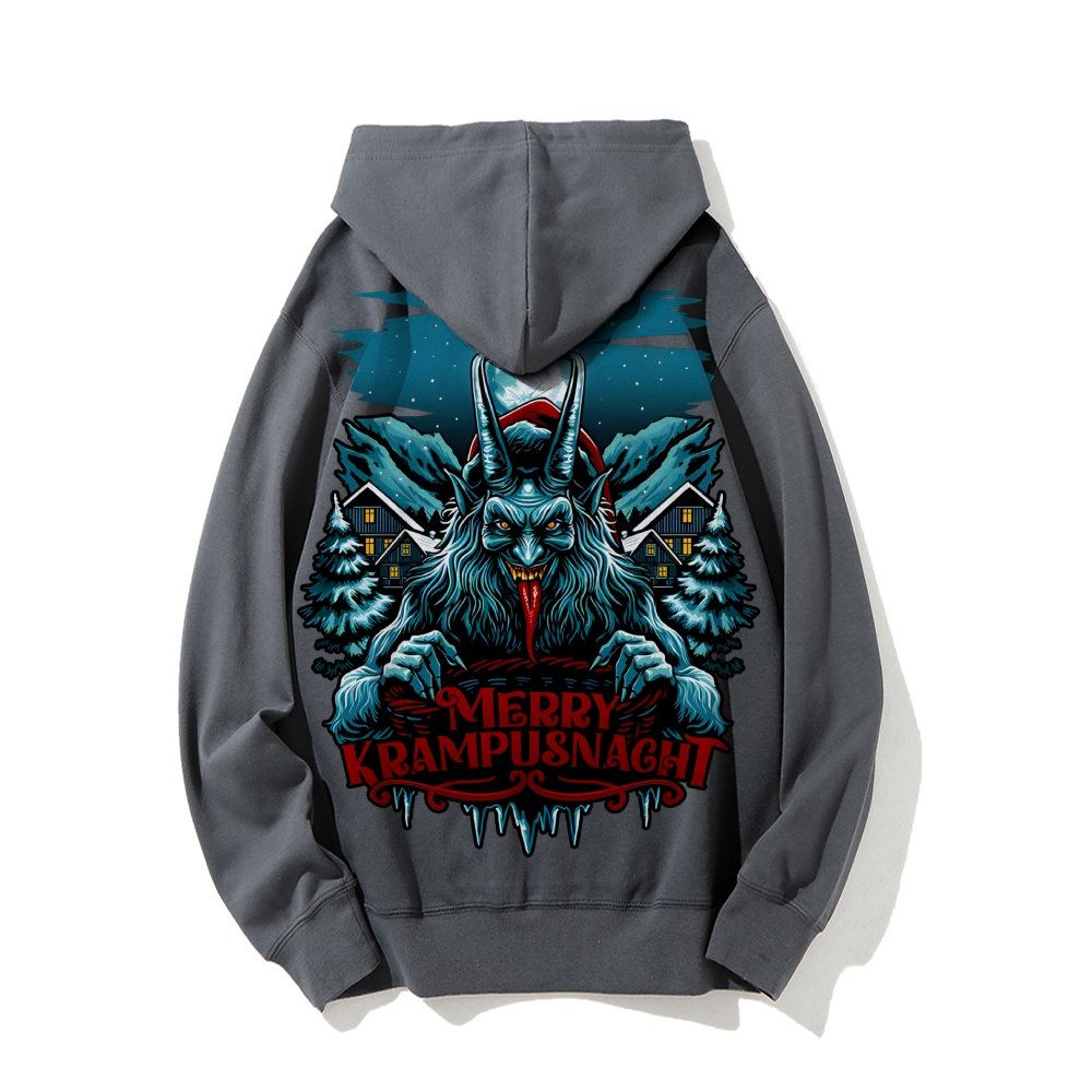 Merry Krampusnacht Christmas Geek Printed Back Cotton Hoodie