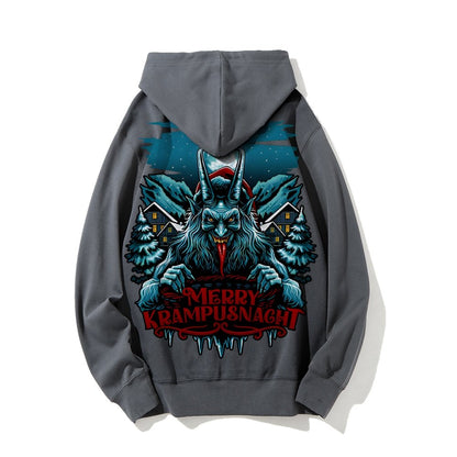 Merry Krampusnacht Christmas Geek Printed Back Cotton Hoodie