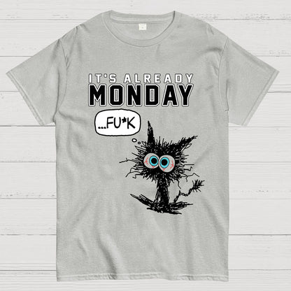 It's Already Monday Funny Cat Geek T-Shirt