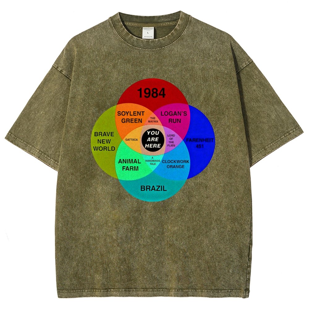 Dystopian Venn Diagram You Are Here Vintage Distressed T-shirt