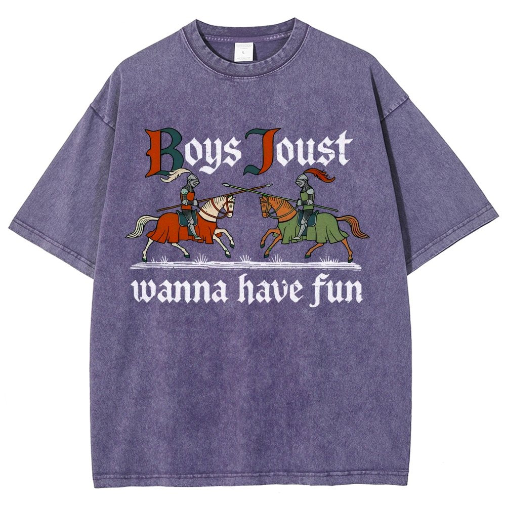 Boys Joust Wanna Have Fun Vintage Distressed T-shirt