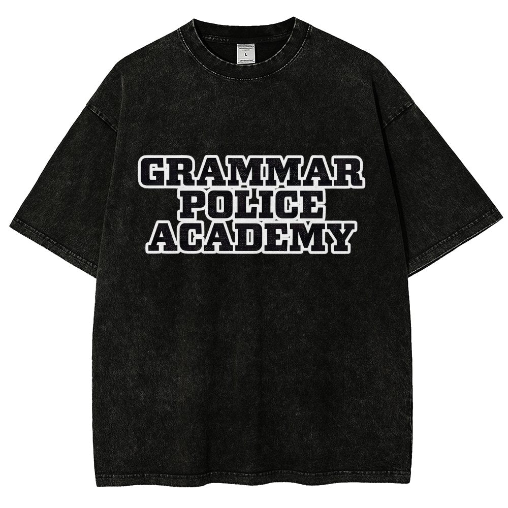 Grammar Police Academy Vintage Distressed T-shirt