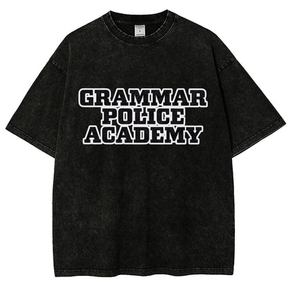 Grammar Police Academy Vintage Distressed T-shirt