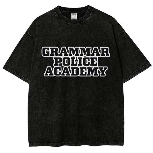 Grammar Police Academy Vintage Distressed T-shirt