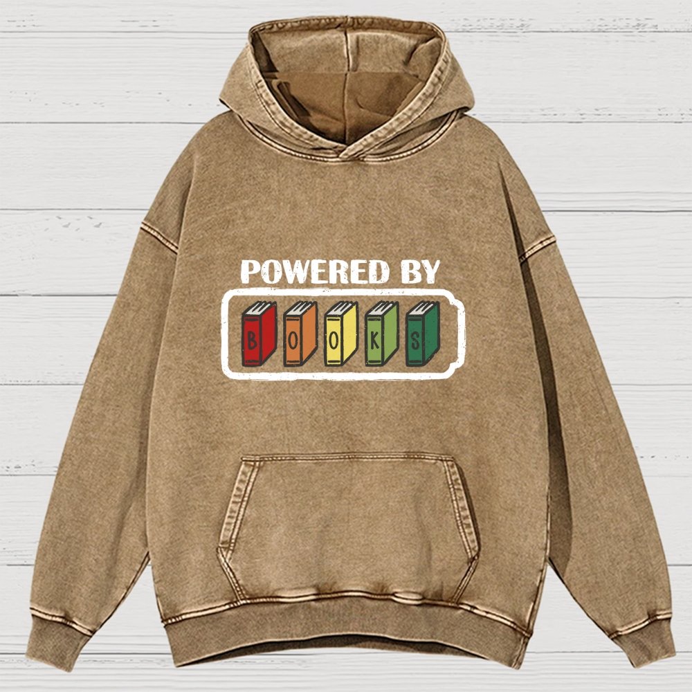 Powered by Books Vintage Distressed Hoodie