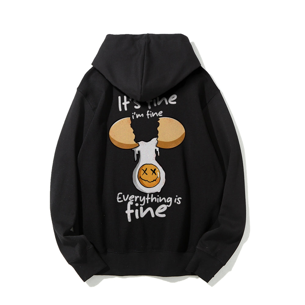 Everything is fine Printed Back Unisex Cotton Hoodie