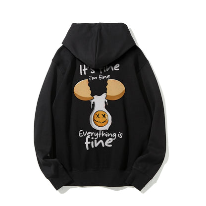 Everything is fine Printed Back Unisex Cotton Hoodie