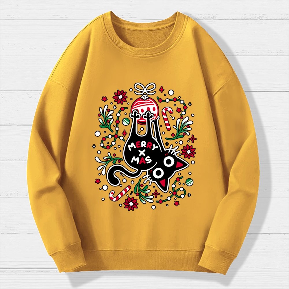 Christmas Cat Butt Geek Cotton Sweatshirt