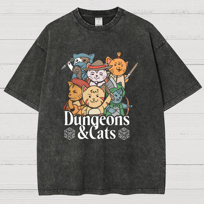 Dungeons and Cats Vintage Distressed T-shirt