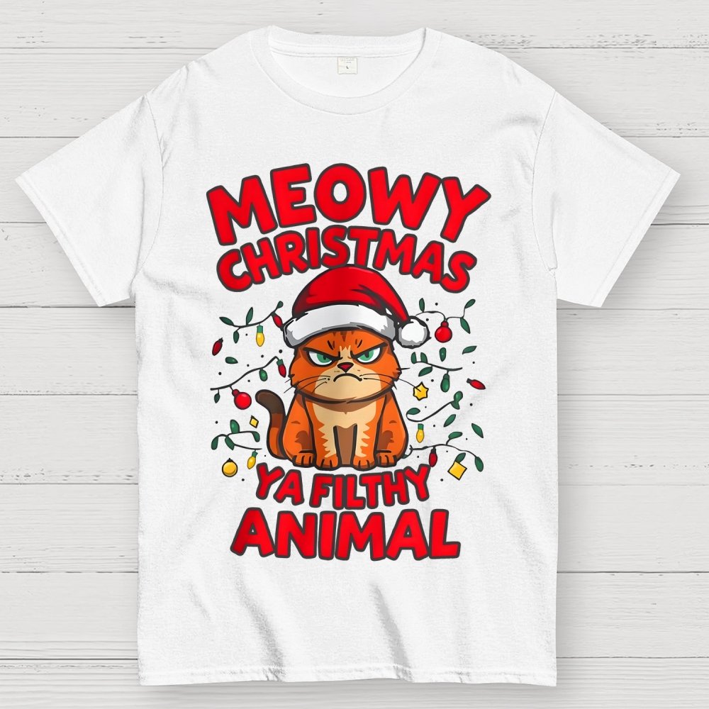 Meowy Christmas Ya Filthy Animal Cat Geek T-Shirt