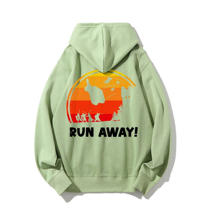 Run Away Printed Back Unisex Cotton Hoodie