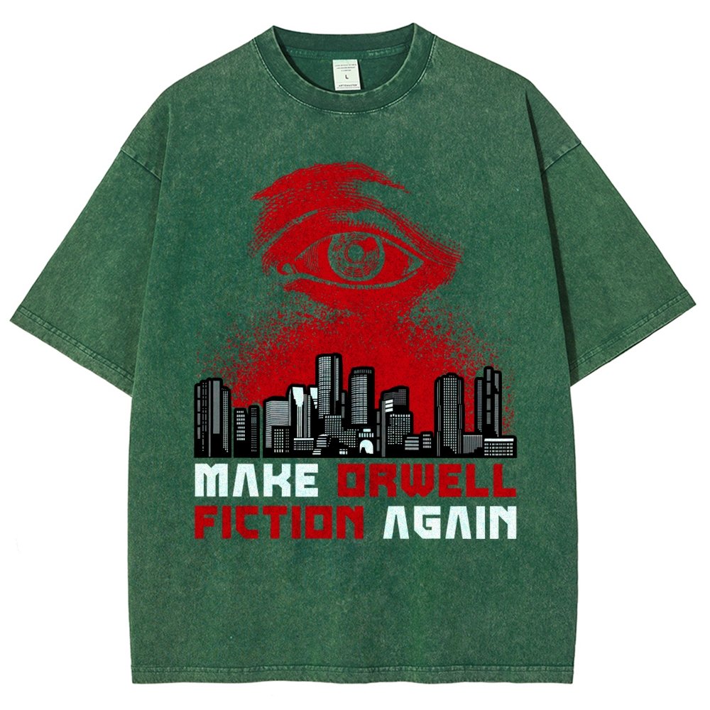 Damen Make Orwell Fiction Again Vintage Distressed T-shirt