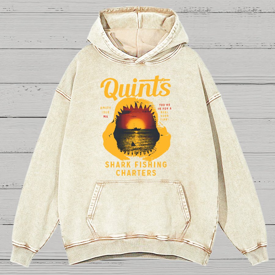 Captain's Shark Fishing Charters Vintage Distressed Hoodie
