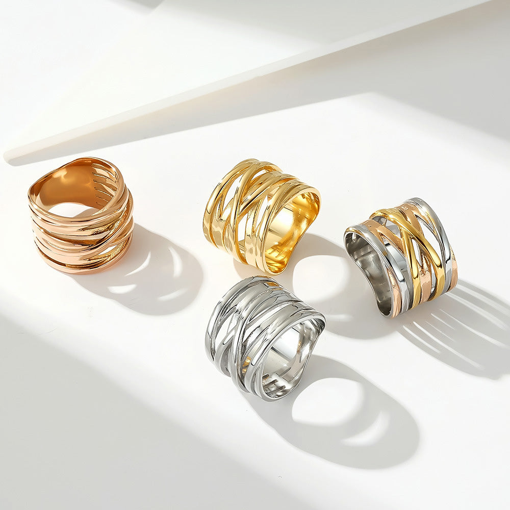 Stainless Steel Braided Wide Ring