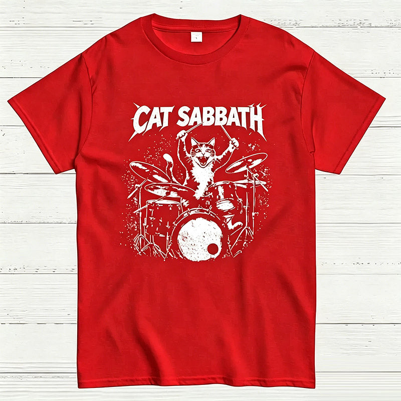 Cat Sabbath Funny Cat Drummer T-Shirt