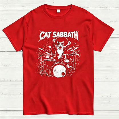 Cat Sabbath Funny Cat Drummer T-Shirt