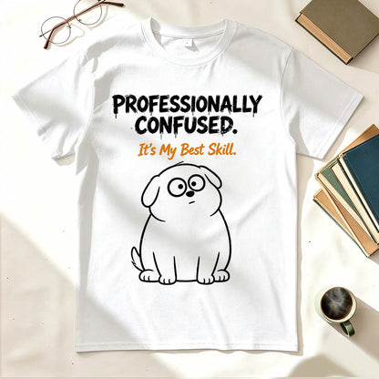 Professionally Confused T-Shirt – Funny Sarcastic Gift for Coworkers