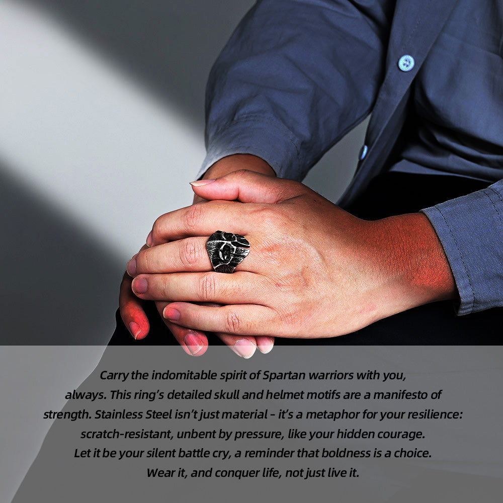 Stainless Steel Spartan Skull Ring-Wear Spartan Valor in Timeless Steel