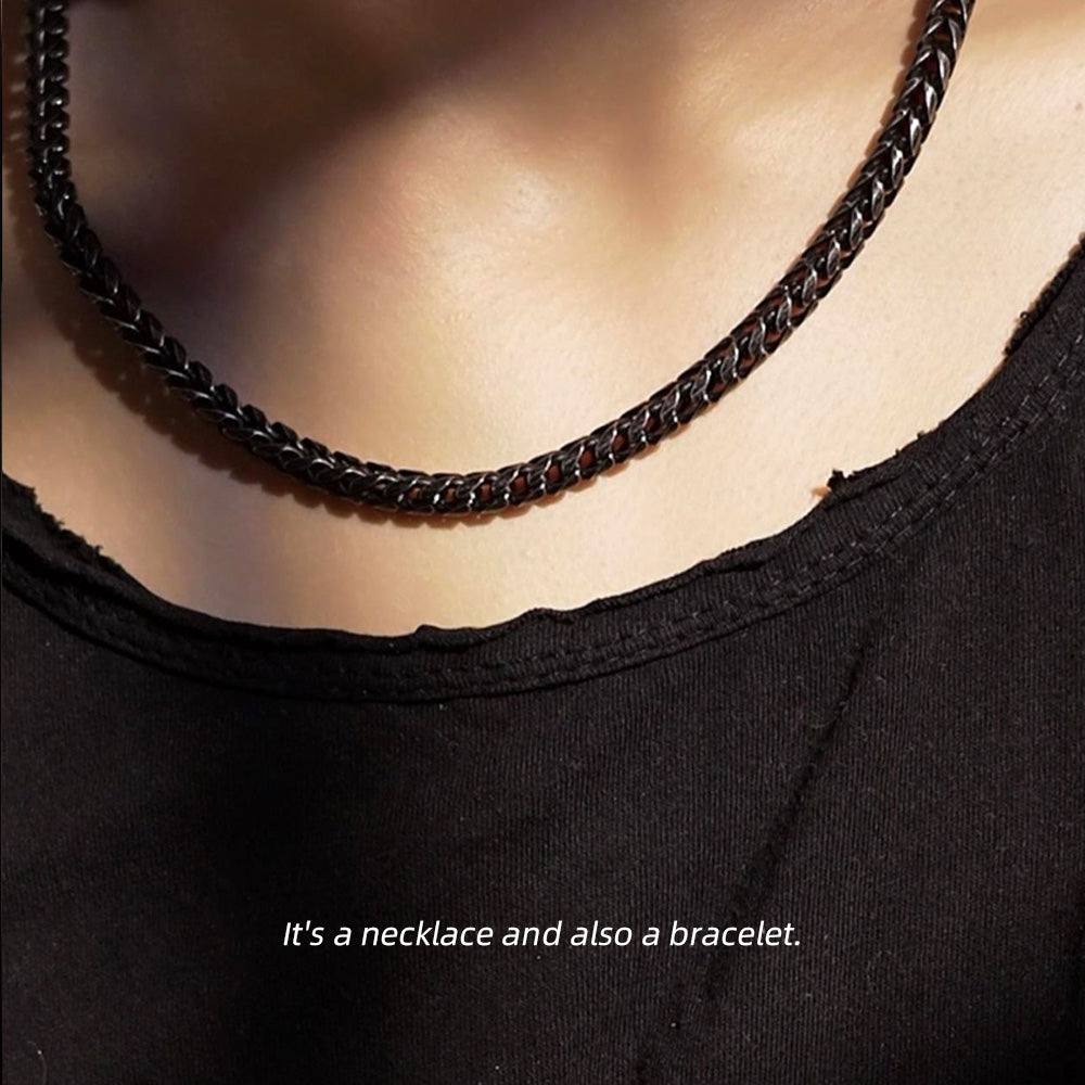 Vintage Silver Stainless Steel Curb Chain Necklace