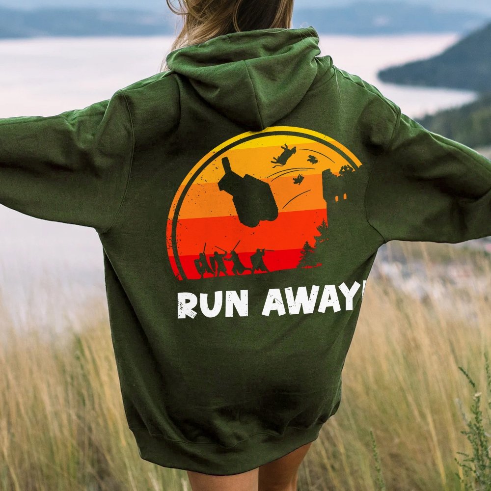 Run Away Printed Back Unisex Cotton Hoodie