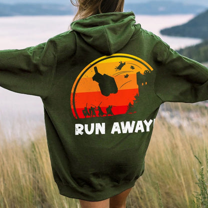 Run Away Printed Back Unisex Cotton Hoodie