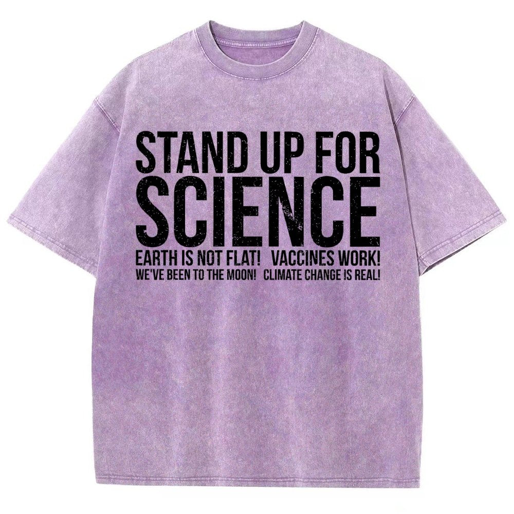 Earth Is Not Flat Stand Up For Science Vintage Distressed T-shirt