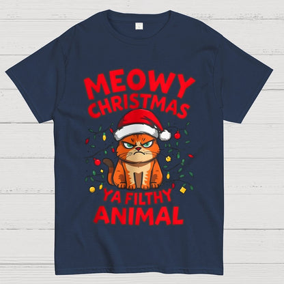 Meowy Christmas Ya Filthy Animal Cat Geek T-Shirt